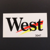 Наклейка логотип WEST (10x5см, серые) (#3047)